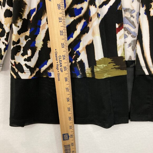 Jess & Jane Large Multi Abstract Open Front Stretch Knit Artsy Duster Jacket - Picture 5 of 10